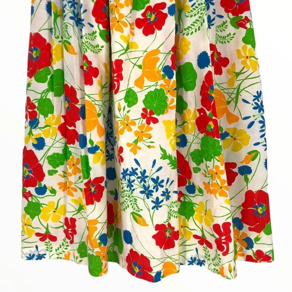 70’s Vintage Adelaar Bold Multicolor Floral Full Maxi Skirt - Picture 4 of 11